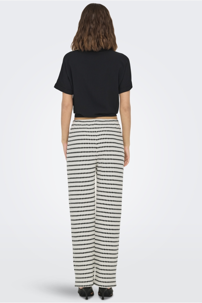 ONLEVA STRIPE WIDE LEG PANT JRS 15348629 CLOUD DANCER/BLACK